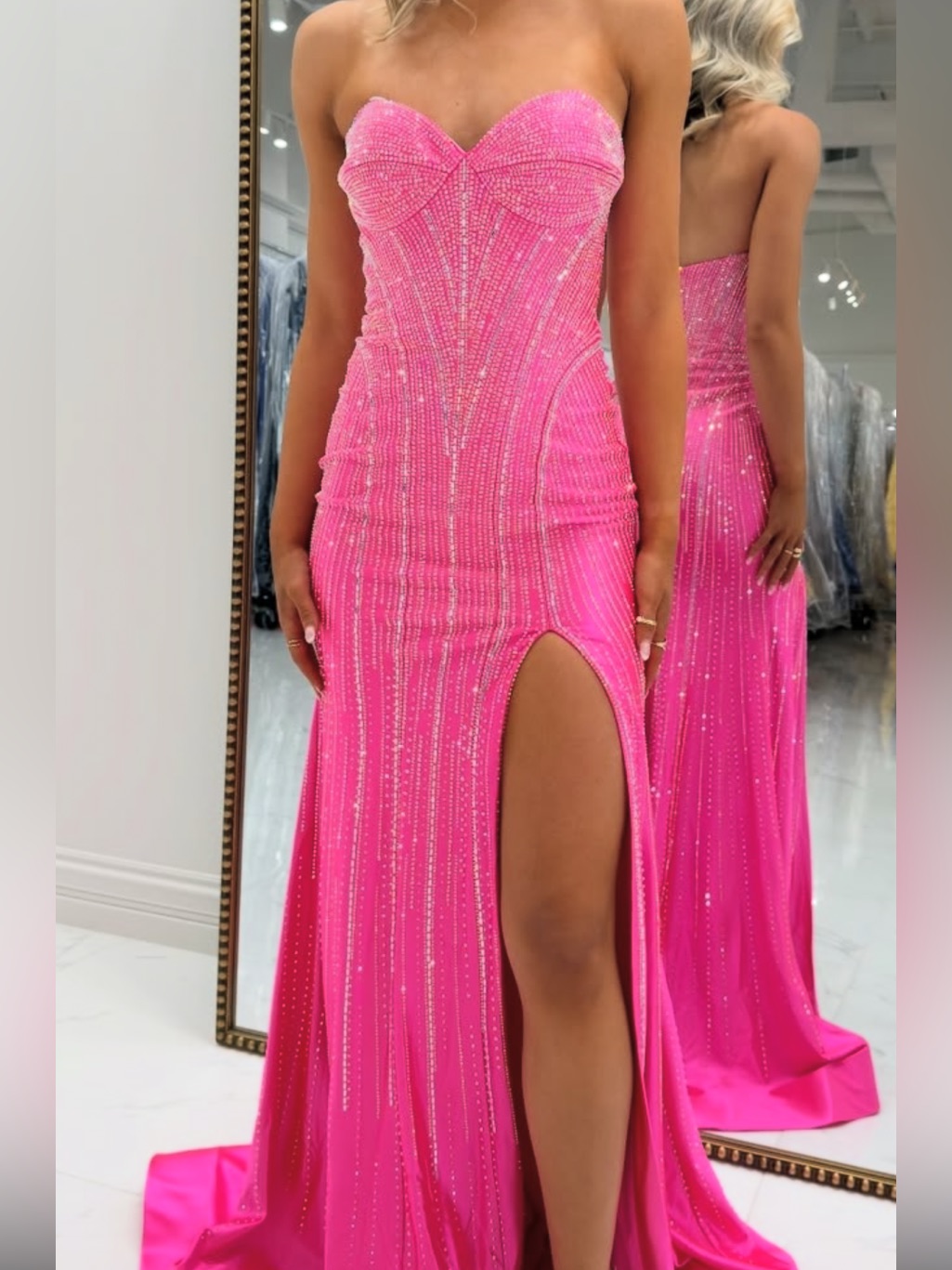 Strapless Pink Sherri Hill Prom Dress